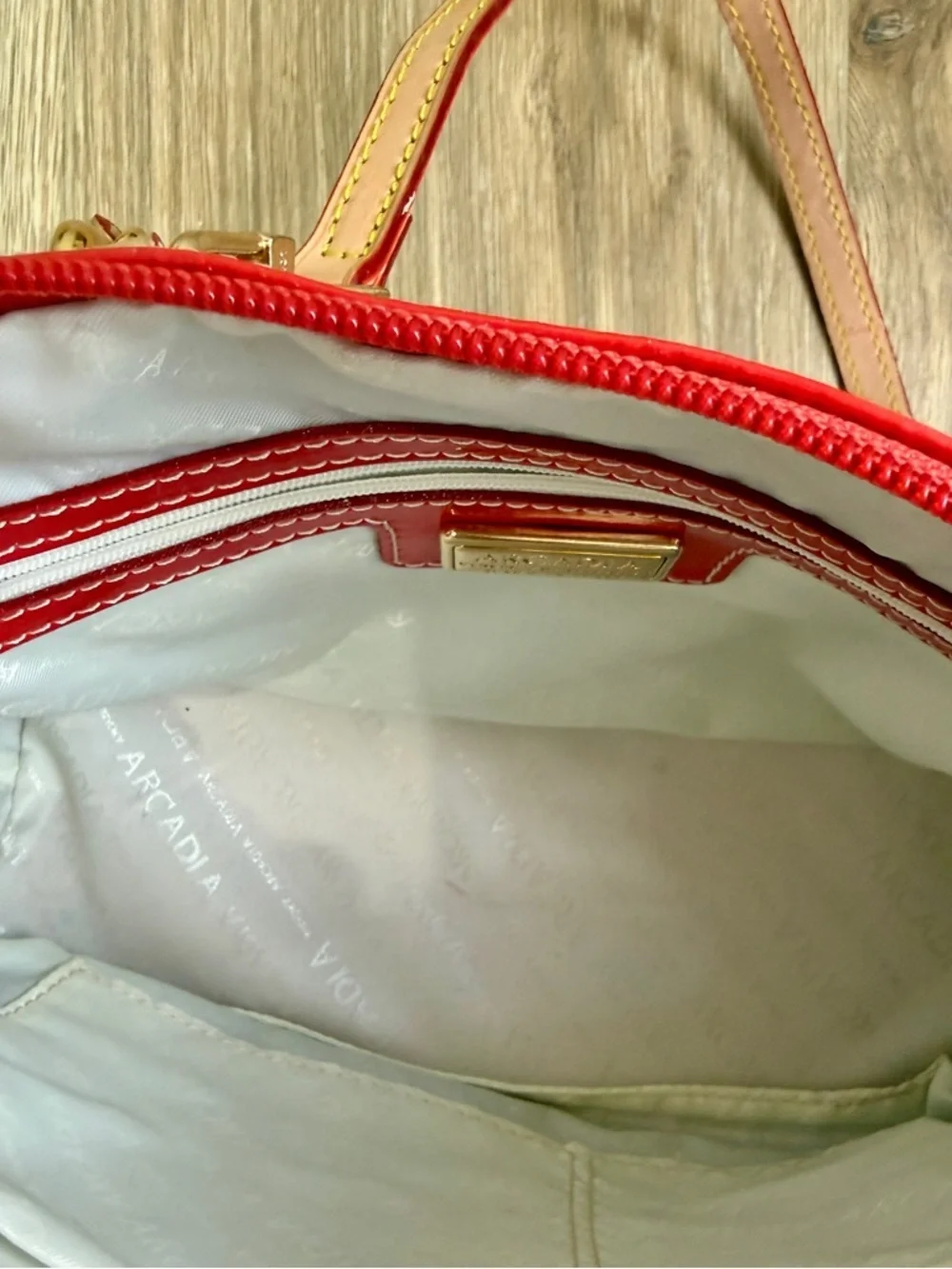 Arcadia Red Patent Leather Satchel Top Handle Crossbody Bag Italy